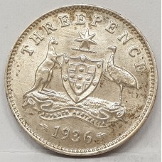 AUSTRALIA 1936 . THREEPENCE . VERY SCARCE